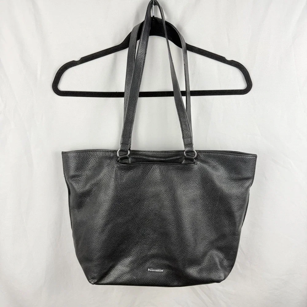 Rebecca Minkoff Black Pebbled Leather Tote Classic Timeless Capsule Minimal
